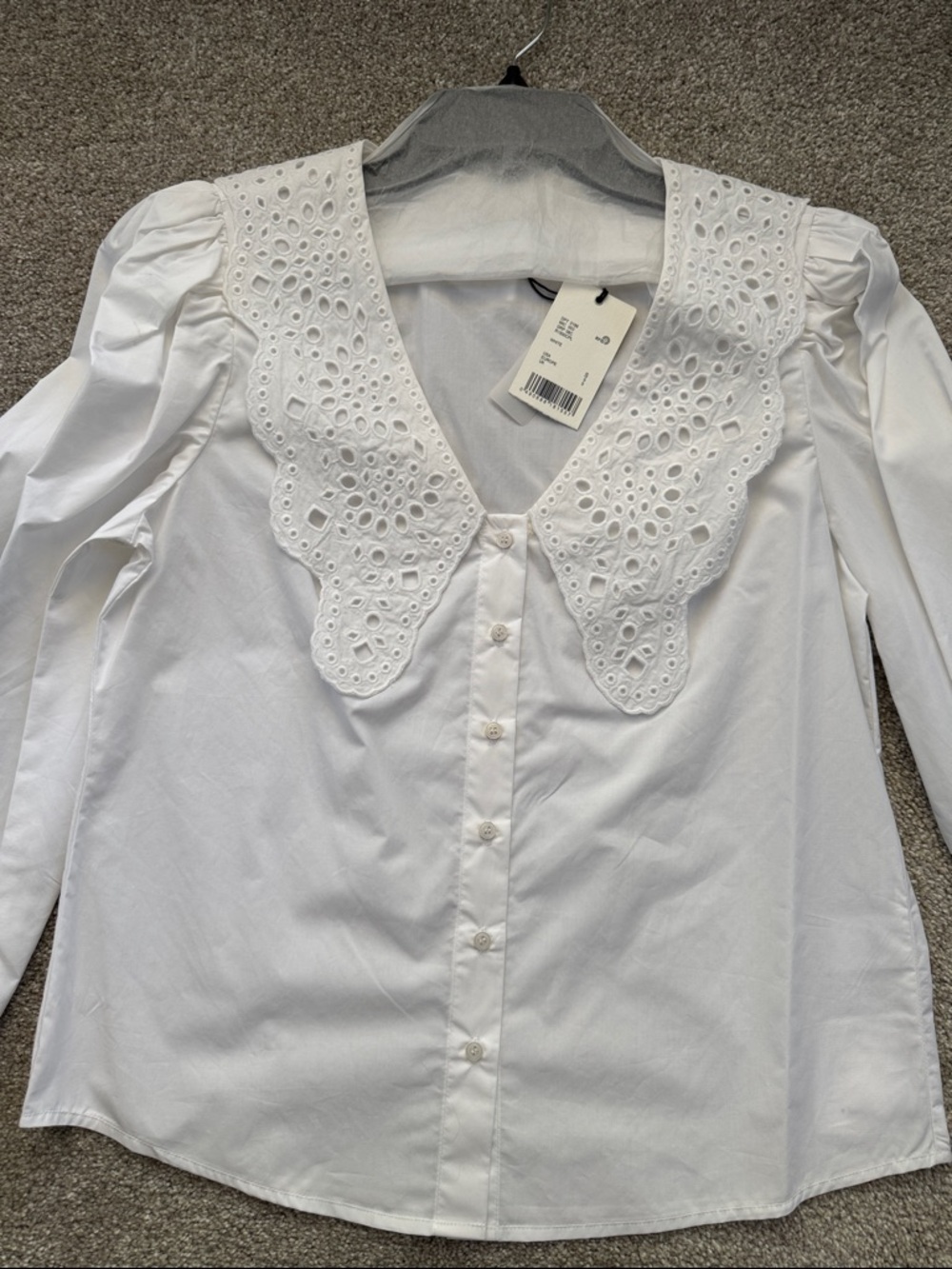 NWT A Loves A White Eyelet Collar Button-Up Blouse